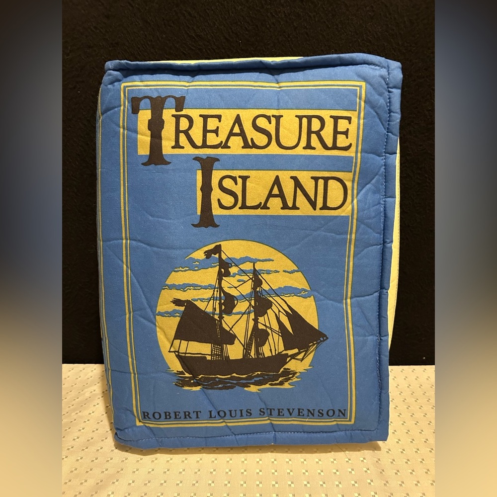 Think Geek Olde Book Pillow, Treasure Island Robert Louis Stevenson Blue Plush